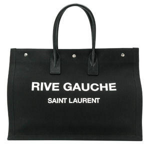 $1990 NEW YSL Saint Laurent LARGE Rive Gauche Black Summer Linen Tote Beach Bag